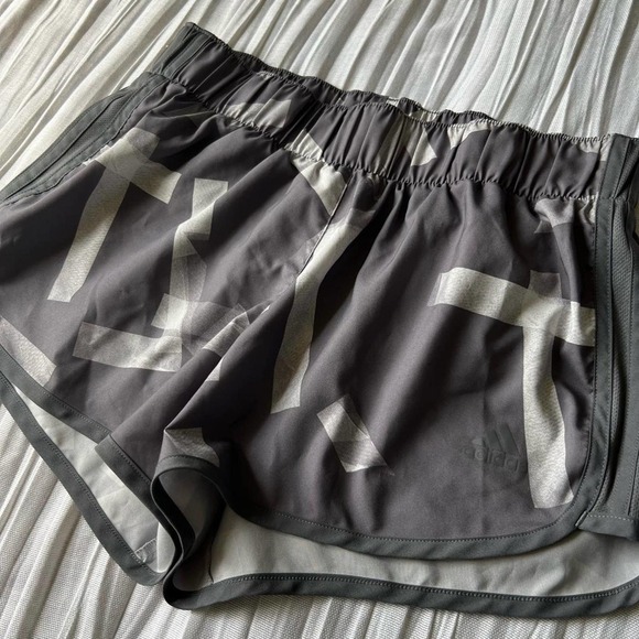 Adidas athletic shorts, black, gray and white with built-in liner - Picture 3 of 8